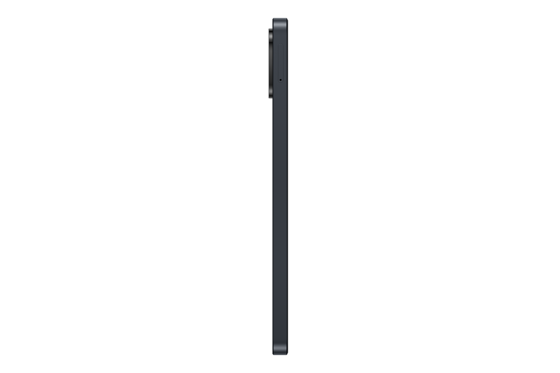 Tampilan Galaxy A07 dari sisi kiri hitam